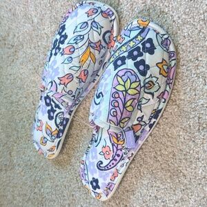 NWT Vera Bradley Maddalena White Paisley Floral Travel Slippers White Size 5-6